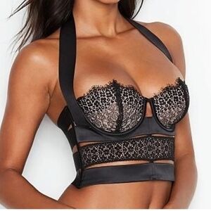 Black Lace Halter Bustier